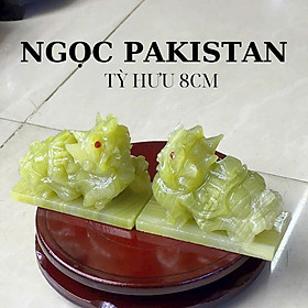Tỳ Hưu Đá Ngọc Pakistan Xanh – Kích Thước 8cm – Sắc Xanh Thanh Nhã, Trang Trí Sang Trọng