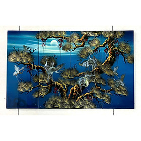 Mua Bộ Tranh sơn mài Thanh Bình Lê 4 tấm -Tùng Hạc khảm cừ size 50x80 cm trang trí nhà cửa  quà tặng tân gia  khai trương ý nghĩa