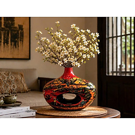 Bình Hoa Sơn Mài Cao Cấp mẫu B15 size 20x27x12 cm cắm hoa, trang trí kệ, bàn làm việc, quà tặng ý nghĩa