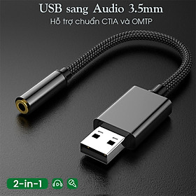 USB Sound Card - Cáp chuyển từ cổng USB ra audio 3.5mm hỗ trợ Mic và Tai Nghe 30712 - Hàng Nhập Khẩu