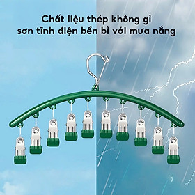 Móc phơi quần áo inox Giàn phơi đồ đa năng inox cao cấp Móc treo đồ nhỏ có kẹp inox tiện lợi Giá treo phơi tất, đồ lót, khăn tay bằng inox Móc phơi 10 kẹp inox Móc phơi inox tiết kiệm không gian