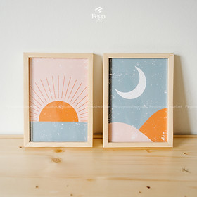 Khung ảnh để bàn bằng gỗ thông tự nhiên, hai mặt mica trong, ép lá