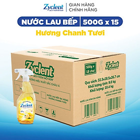 Thùng Nước Lau Bếp Đa Năng ZYCLENT Hương Chanh Tươi - (500G x 15 CHAI)