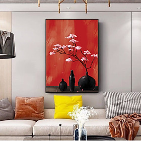 Mua Tranh bình hoa phong cách hội họa  tranh treo phòng ngủ  phòng khách  lối đi - Xưởng tranh treo tường CA186 - in trên vài canvas  khung đen cao cấp
