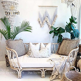 Mua Ghế Sofa Thư Giãn Phòng Khách-Ghế Sofa Mây Đan 1m6 Cổ Điển Kèm Nệm  Ghế Sofa Thư Giãn Mây Tre - Bàn Ghế Mây Gía Rẻ-Nội Thất Mây Tre ĐAN TRÀ