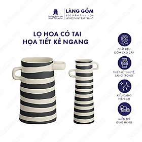 Mua Bình hoa  lọ hoa Gốm sứ Bát Tràng cao cấp Men mát có tai họa tiết kẻ ngang làm quà tặng  trang trí - Làng Gốm Bát Tràng