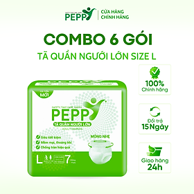 Combo 6 gói Tã/Bỉm Quần Người Lớn, Người Già Peppy Siêu Mỏng, Siêu Thấm, Mềm Mại, Kháng Khuẩn Size M8/L7/XL7
