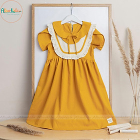 Váy cho bé gái ALBER KIDS cổ tròn phối nơ công chúa xinh đẹp cho trẻ em 2,3,4,5,6,7,8,9,10,11,12 tuổi