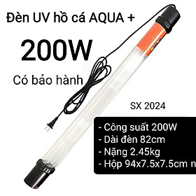 Đèn UV 200W có đối trọng bóng Bốn cao cấp, diệt tảo, diệt khuẩn bể cá, hồ cá Koi, hồ thủy sinh siêu trong 7 ngày ( Trắng)