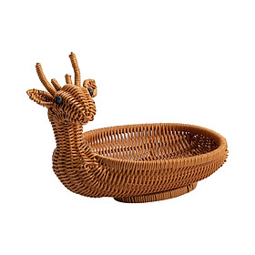 Rattan Animal Fruit Basket Kitchen Organizer Snack Serving Bowl Rattan Storage Baskets Portable for Food Serving Restaurant Snack Vegetables