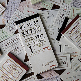 Mix 40 tờ ticket 8 mẫu dễ xé dùng để trang trí sổ tay theo phong cách cổ điển vintage junkjournal 