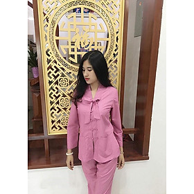 Áo Lam Đi Chùa - La Hán Nơ Màu Hồng Đậm