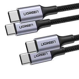 Mua Ugreen 10230 1 sợi 1M và 1 sợi 2M hỗ trợ sạc nhanh pd 100w màu xám đen cáp USB type C đầu nhôm chống nhiễu 10230 - Hàng chính hãng