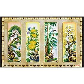 Mua tranh tứ quý 3D dán kính 2 mặt 75x120cm