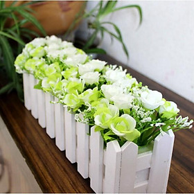 Mua Hoa giả  giỏ hàng rào hoa hồng nhí cắm sẵn 16cm trang trí nhà cửa