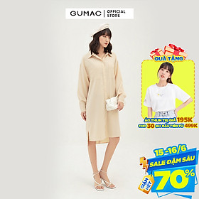 Đầm suông nữ thiết kế phối 2 túi GUMAC DB389