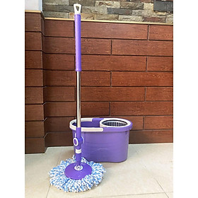 Mua Bộ lau nhà 360 tự vắt thông minh lồng nhựa xoay rất nhẹ vắt khô sạch cây inox bông sợi Microfiber bám thấm hút tốt hh279