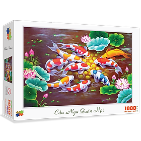 Bộ tranh xếp hình cao cấp 1000 mảnh – Cửu Ngư Quần Hội (50x80cm)