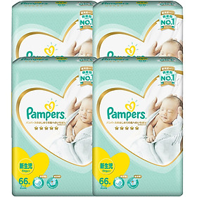 Combo 4 Tã Dán Pampers Sơ Sinh Nội Địa Nhật Bản Gói Cực Đại NB66 (66 Miếng / Gói)