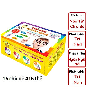 Bộ thẻ học thông minh 16 chủ đề 416 thẻ song ngữ cho bé, đồ chơi giáo dục, rèn luyện tư duy