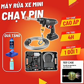 Mua (Loại tốt) Máy rửa xe mini dùng pin áp lực cao không dây xịt rửa xe máy ô tô sân vườn kèm phụ kiện hàng cao câp