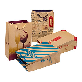 Túi kraft 2 chai kn135 - 36.5 x 25 x13.5 cm - ngẫu nhiên