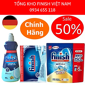Combo Viên rửa bát Finish Nhật 150 viên  Muối Finish 1,2kg  Nước làm bóng Finish 400ml - Combo 150 viên  muối 1kg bóng 400ml - Giá rẻ nhất chỉ có tại siêu thị H