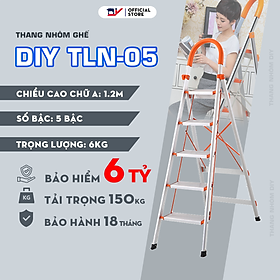 Thang nhôm ghế 5 bậc DIY TLN-05 tải trọng 150kg