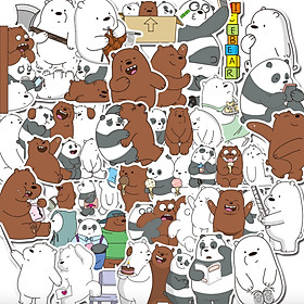 Set 37 Sticker chủ đề Gia Đình Gấu hoạt hình dán Điện thoại, Laptop, Vali, Mũ bảo hiểm, Xe máy