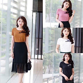 SƠ MI CHẤM BI CROPTOP HOA NGỰC SM144