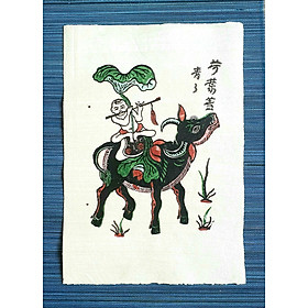 Mua Tranh Đông Hồ Chăn trâu thổi sáo - Tranh khắc gỗ dân gian - Dong Ho folk woodcut painting