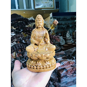Mua Tượng phật mini đại thế chí bồ tát bằng gỗ bách xanh thơm nức kt cao 15×9×9cm