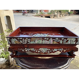 Mua Khay trà gỗ gụ khảm đẹp 35x20cm