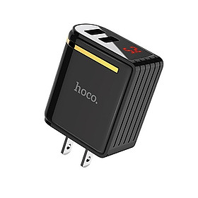 Cốc sạc nhanh 2 cổng Hoco C39 US - củ sạc cao cấp màn hình LCD hiển thị điệp áp - hàng chính hãng