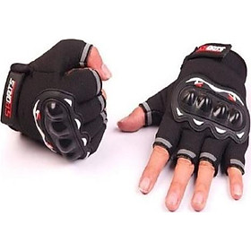 Găng tay/ bao tay hở ngón chuyên phượt sport có gù - giao màu ngẫu nhiên