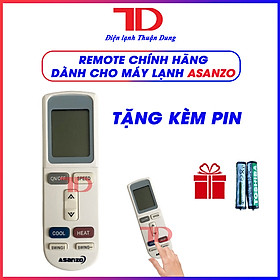 Remote điều khiển điều hòa dành cho máy lạnh Asanzo 1&2 chiều Inverter, loại dài nhọn, tặng kèm pin - Điện Lạnh Thuận Dung