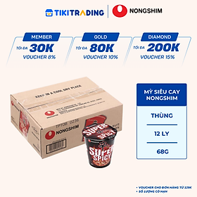Thùng 12 ly mì siêu cay Nongshim Shincup (68g x 12 Ly)