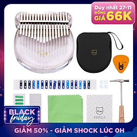 Đàn Kalimba 17 Phím Acrylic Trong Suốt Kimi M-10 (Hộp cứng chống sốc, Búa chỉnh âm, Sticker dán note, Khăn lau, Sách học) - Kèm Móng Gảy DreamMaker
