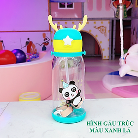 Bình uống nước có ống hút mềm dẻo cho bé dung tích lớn 600ml với thiết kế dễ thương phù hợp cho mọi bé trai bé gái