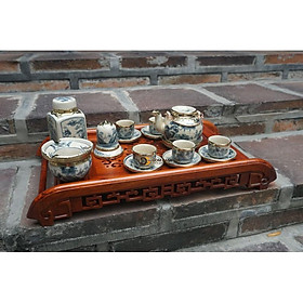 Mua Bộ ấm trà Bát Tràng men rạn cổ bọc đồng dáng vung lõm chọn bộ