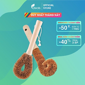 Bàn Chải Rửa Xoong Nồi Xơ Dừa Tự Nhiên ECODEALS - Cán gỗ chống mốc, Xơ dừa an toàn bề mặt mọi loại nồi