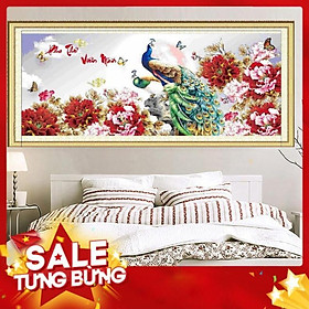 Mua Tranh thêu chữ thập chim công mo0034 195x91cm