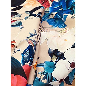 Vải lụa Candy thun may đầm nữ nền kem vàng MS1670