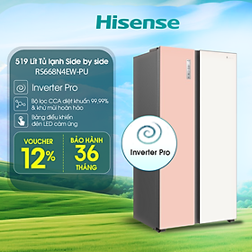 Mua Tủ Lạnh Hisense Inverter Side By Side RS668N4EW-PU 519 Lít tiết kiệm điện  bảo hành 3 năm - HÀNG CHÍNH HÃNG