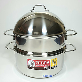 Mua Nồi Xửng Hấp Inox 304 Zebra Thái Lan Bộ Nồi 3 Đáy Nắp Inox Extreme Plus II 28cm 164390