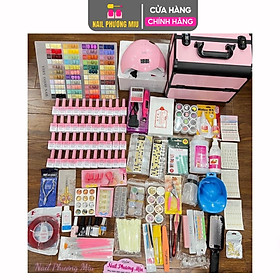 Combo Dụng Cụ Làm Móng Đầy Đủ Số 4, Bộ Phụ Kiện Làm Nail Chuyên Nghiệp Sơn Very Good Nail 44 Màu, Máy Hơ Sun 5, Cốp Nhôm Nữ