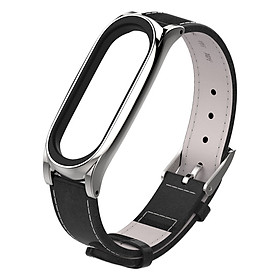 Vòng thay thế cho Xiaomi Miband 3 / Miband 4 Mijobs dây da mặt kim loại