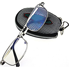 Men Women Folding Reading Glasses Eyeglasses Metal Frame with Keychain Glasses Bag 1.0 -4.0