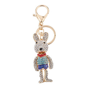 Rhinestone Crystal Fashion Long Ears Mr. Rabbit Pendant Keyring Keychain Gift