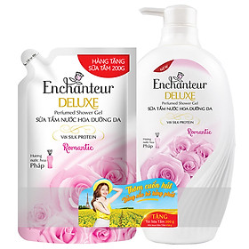 Sữa tắm hương nước hoa dưỡng da Enchanteur Romantic 650g - Tặng Túi sữa tắm Romantic 200g